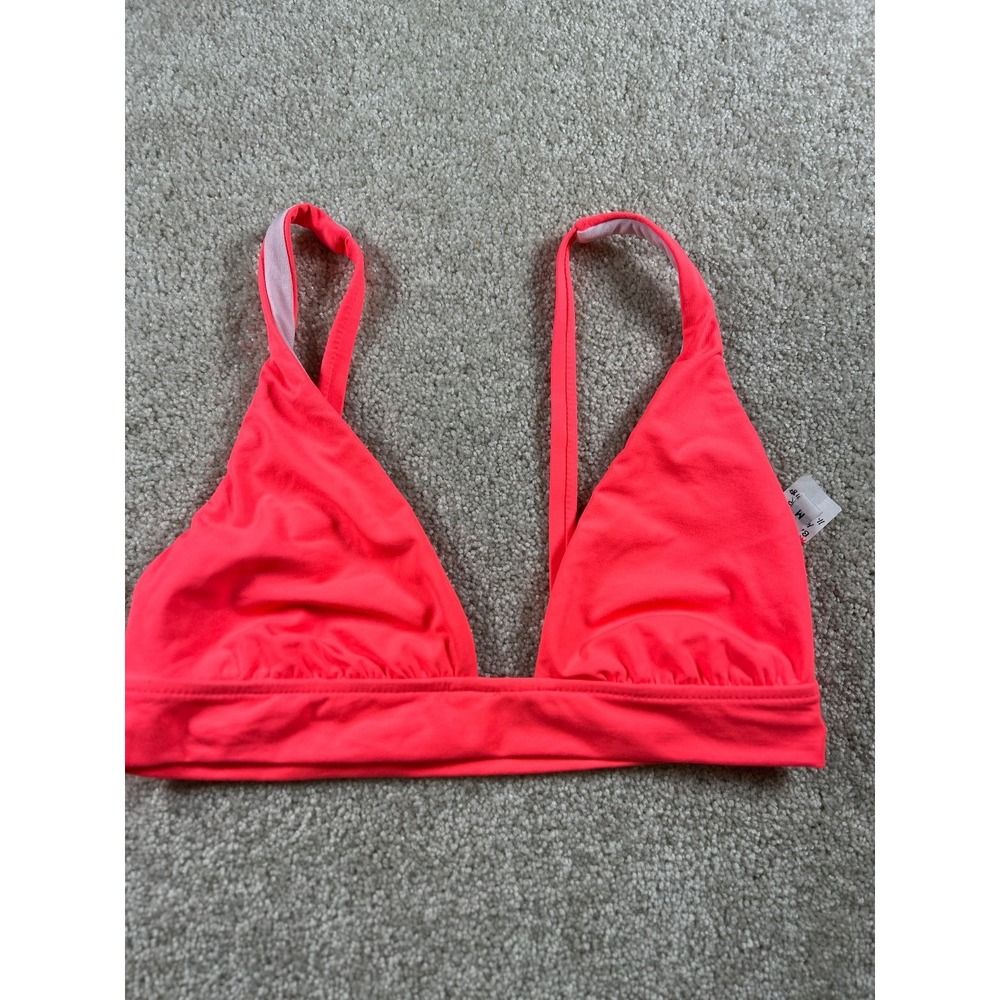 Women's Neon Pink Bikini Top Medium Padded Adjustable‎ Straps Swimwear